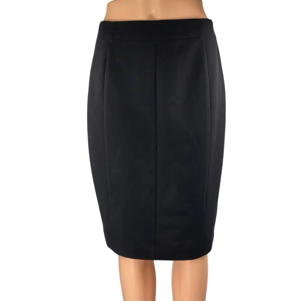 Worthington Women's Black High Waisted Zipper Knee Length Pencil Skirt Size 6P